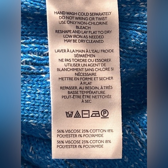 PILCRO Anthropologie Blue Striped Knit Sweater High Low Hem Women’s Medium - Picture 11 of 13